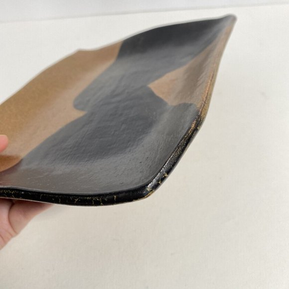 Dan Eash Art Pottery PA Studio Handmade Brown Glaze Stoneware Slab Tray 10x7.5in - Picture 13 of 16